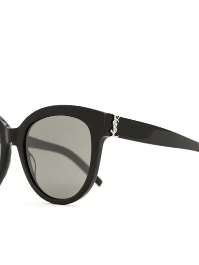 Shop Saint Laurent Round Frames Sunglasses In Black