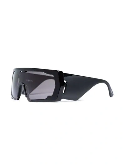 Shop Ganni Black Extreme Square Sunglasses