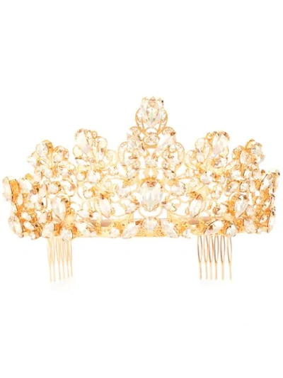Shop Dolce & Gabbana Crown Hairslide In Gold