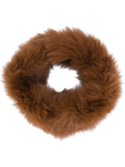 Shop Yves Salomon Knitted Fur Snood In Brown