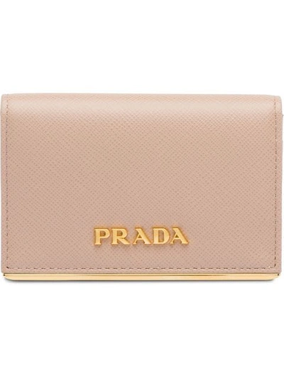Shop Prada Saffiano Leather Card Holder In Pink