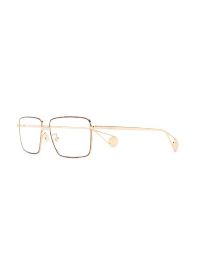 Shop Gucci Rectangle Frame Glasses In Gold