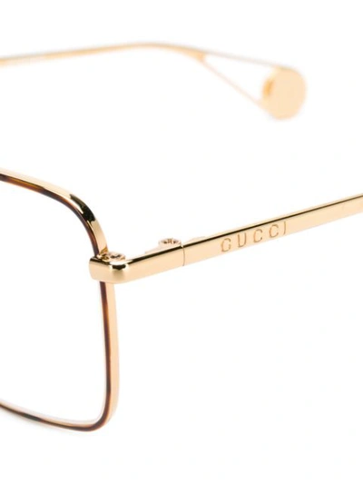 GUCCI EYEWEAR RECTANGLE FRAME GLASSES - 金色