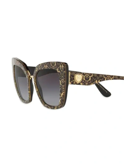 Shop Dolce & Gabbana Glitter Pattern Oversized Sunglasses In Black