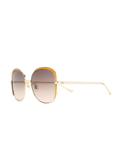Shop Gucci Oversized Sunglasses In 金色