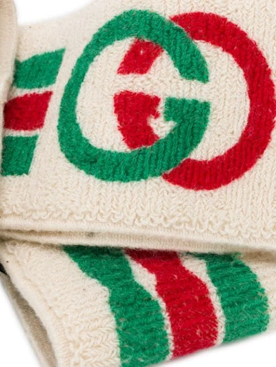 Shop Gucci Double G Headband And Wrist Cuffs In Neutrals