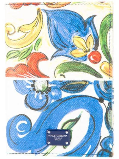 Shop Dolce & Gabbana Majolica Printed Document Holder In Multicolour