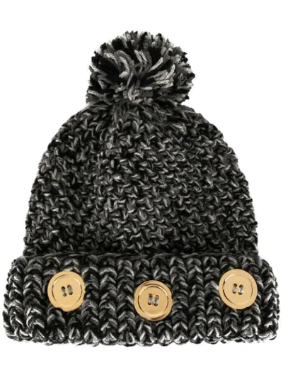 Shop 0711 Pompom Knit Beanie In Black