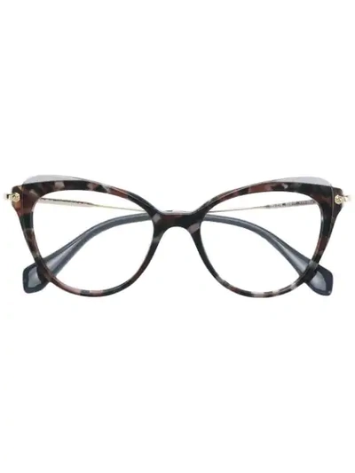 Shop Miu Miu Cat-eye Tortoiseshell Glasses In Brown