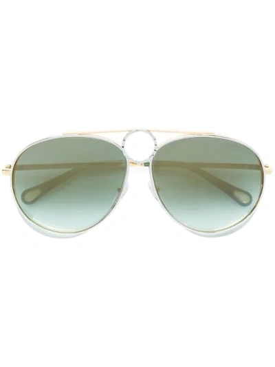 Shop Chloé Romie Aviator-frame Sunglasses In Metallic