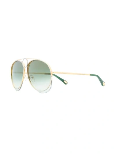 Shop Chloé Romie Aviator-frame Sunglasses In Metallic