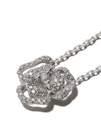 Shop As29 18kt White Gold Roselia Flower Small Diamond Necklace In Silver
