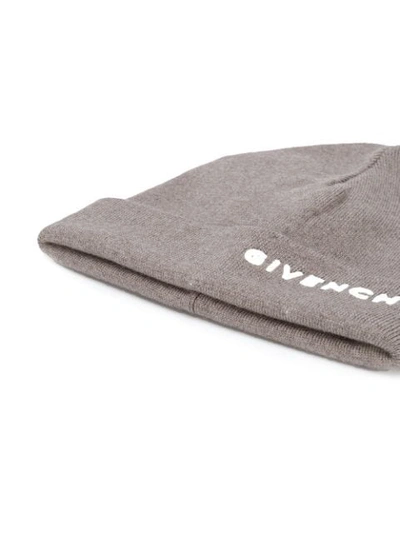 Shop Givenchy Logo Beanie In Grey