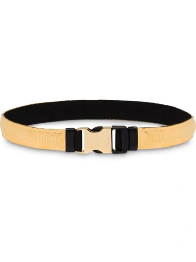Shop Prada Applique Strap Seatbelt-style Belt In Gold