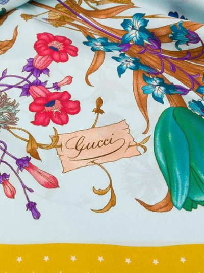 Shop Gucci Flora Print Scarf In Blue