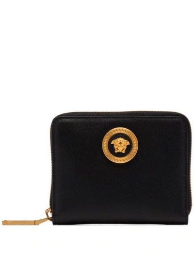Shop Versace Icon Medusa Zip-around Wallet In Black