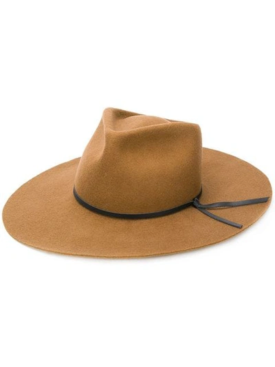 Shop Woolrich Trim Fedora Hat In Brown