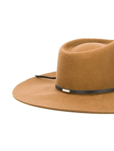 Shop Woolrich Trim Fedora Hat In Brown