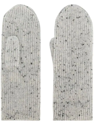 Shop Isabel Marant Speckled Ribbed Mittens In Grey