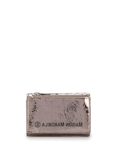 Shop Mm6 Maison Margiela Metallic Sheen Zipped Wallet In Silver