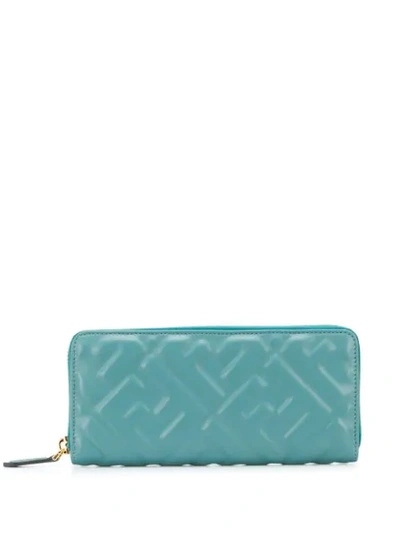 Shop Fendi Embossed Wallet In Blue