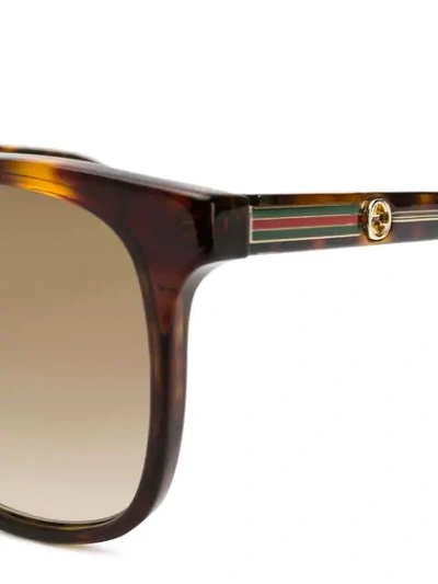 Shop Gucci Square Tortoiseshell Sunglasses In 棕色