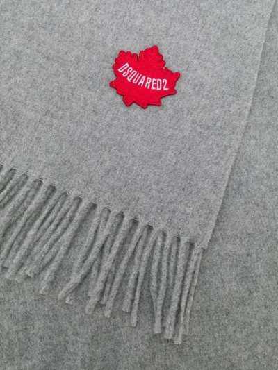 Shop Dsquared2 Maple Leaf Scarf In Grey