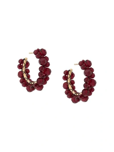 Shop Simone Rocha Crystal Hoop Earrings In Red