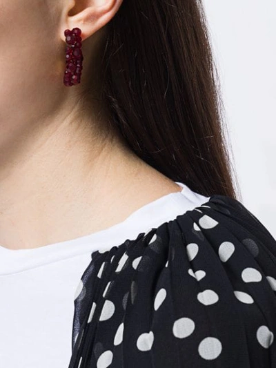 Shop Simone Rocha Crystal Hoop Earrings In Red