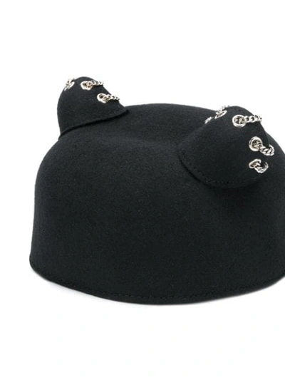 Shop Karl Lagerfeld Choupette Chain Embellished Cap In Black