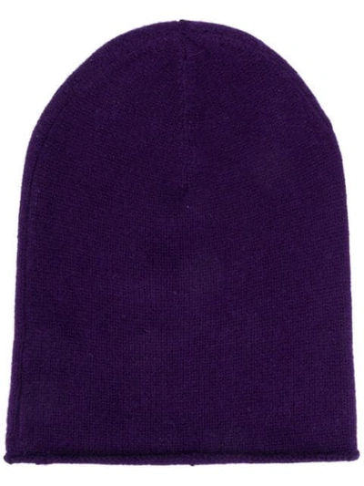 Shop Allude Chunky Knit Beanie Hat In Purple