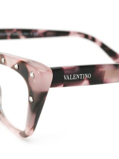 VALENTINO EYEWEAR STUDDED CAT-EYE GLASSES - 粉色