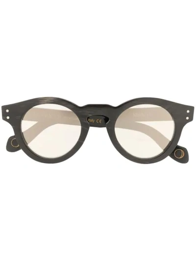 Shop Monocle Eyewear Round Frame Sunglasses In Black