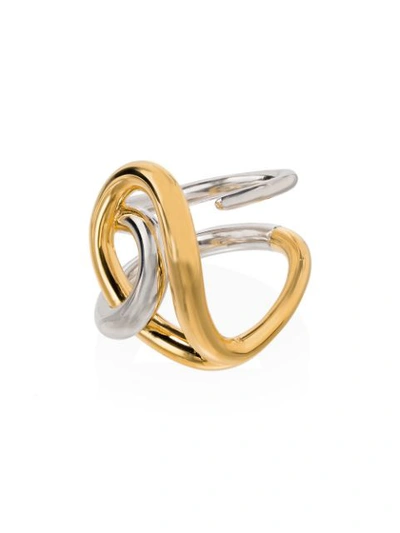 Shop Charlotte Chesnais Blaue Silver Twist Ring In Yellow/ Silver