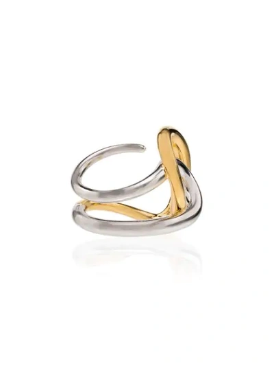 Shop Charlotte Chesnais Blaue Silver Twist Ring In Yellow/ Silver