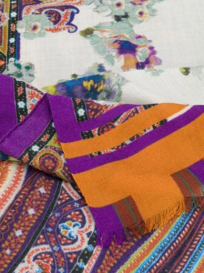 Shop Etro Floral Silk Scarf In Neutrals