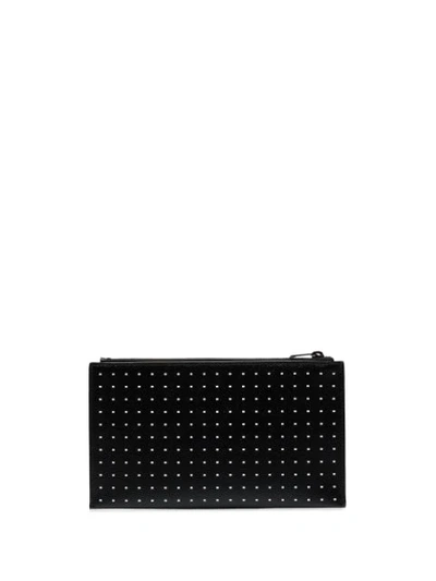 SAINT LAURENT BLACK POLKA DOT LEATHER ZIP WALLET - 黑色