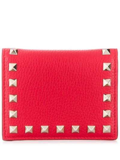 Shop Valentino Rockstud French Wallet In Red