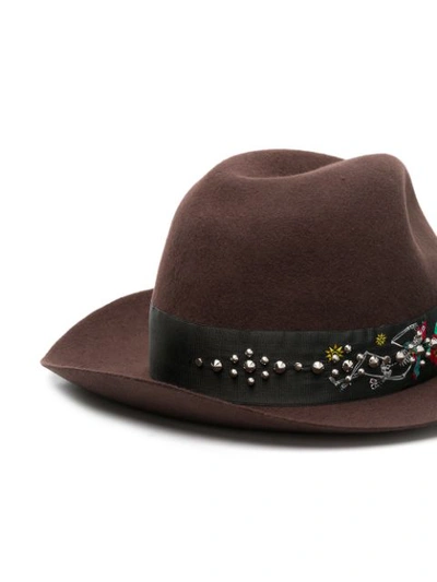 Shop Zadig & Voltaire Wide Brim Ribbon Trimmed Hat In Brown