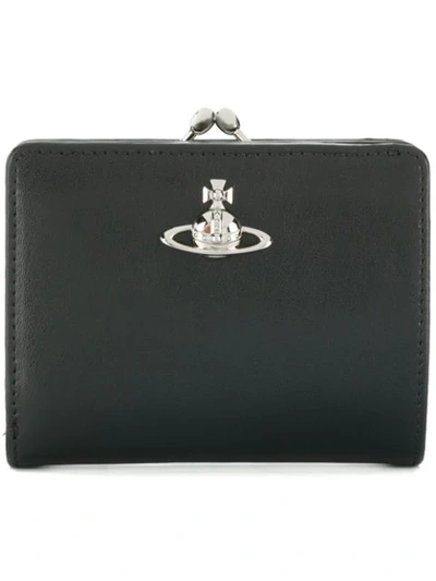 Shop Vivienne Westwood Logo Plaque Classic Wallet - Black
