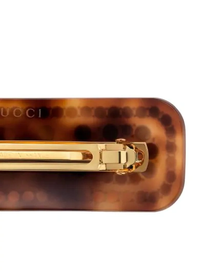 Shop Gucci Crystal  Hair Clip In Brown