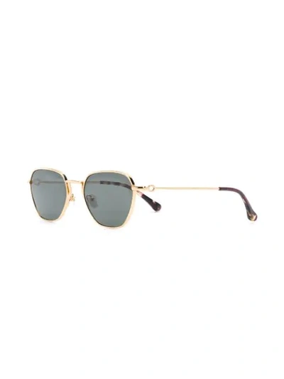 Shop Linda Farrow Rectangular Sunglasses In Gold