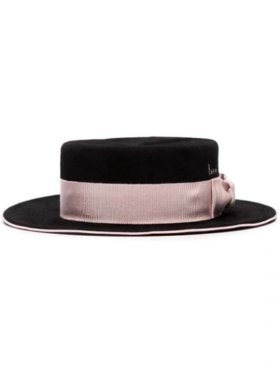 Shop Ruslan Baginskiy Ribbon-trimmed Boater Hat In Black