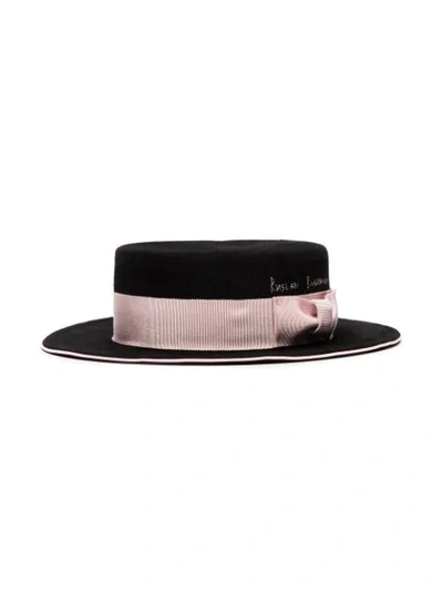 Shop Ruslan Baginskiy Ribbon-trimmed Boater Hat In Black