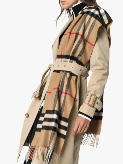 Shop Burberry Icon Stripe Cashmere Scarf In Beige