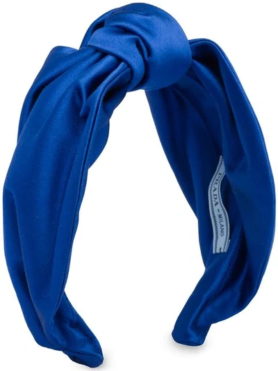 Shop Prada Knot Detail Headband In Blue