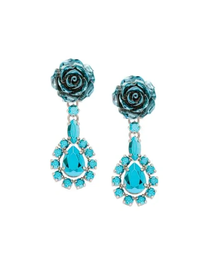 Shop Prada Rose Jewels Earrings In Blue