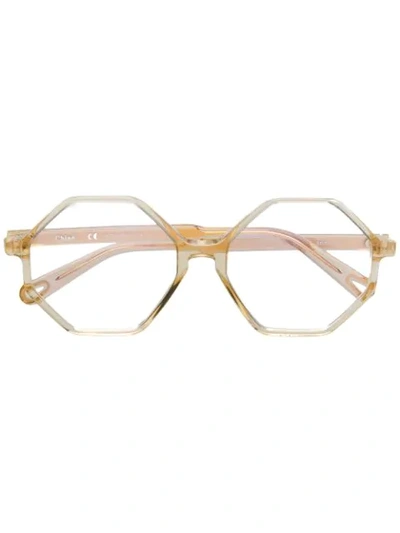 Shop Chloé Hexagon-framed Glasses In Gold