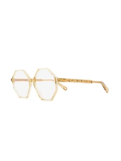 Shop Chloé Hexagon-framed Glasses In Gold