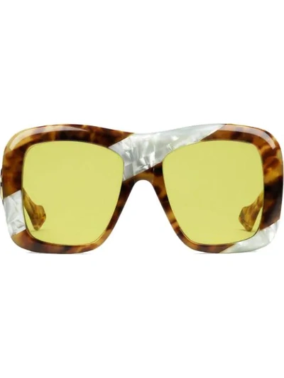 Shop Gucci Square Framed Sunglasses In Yellow